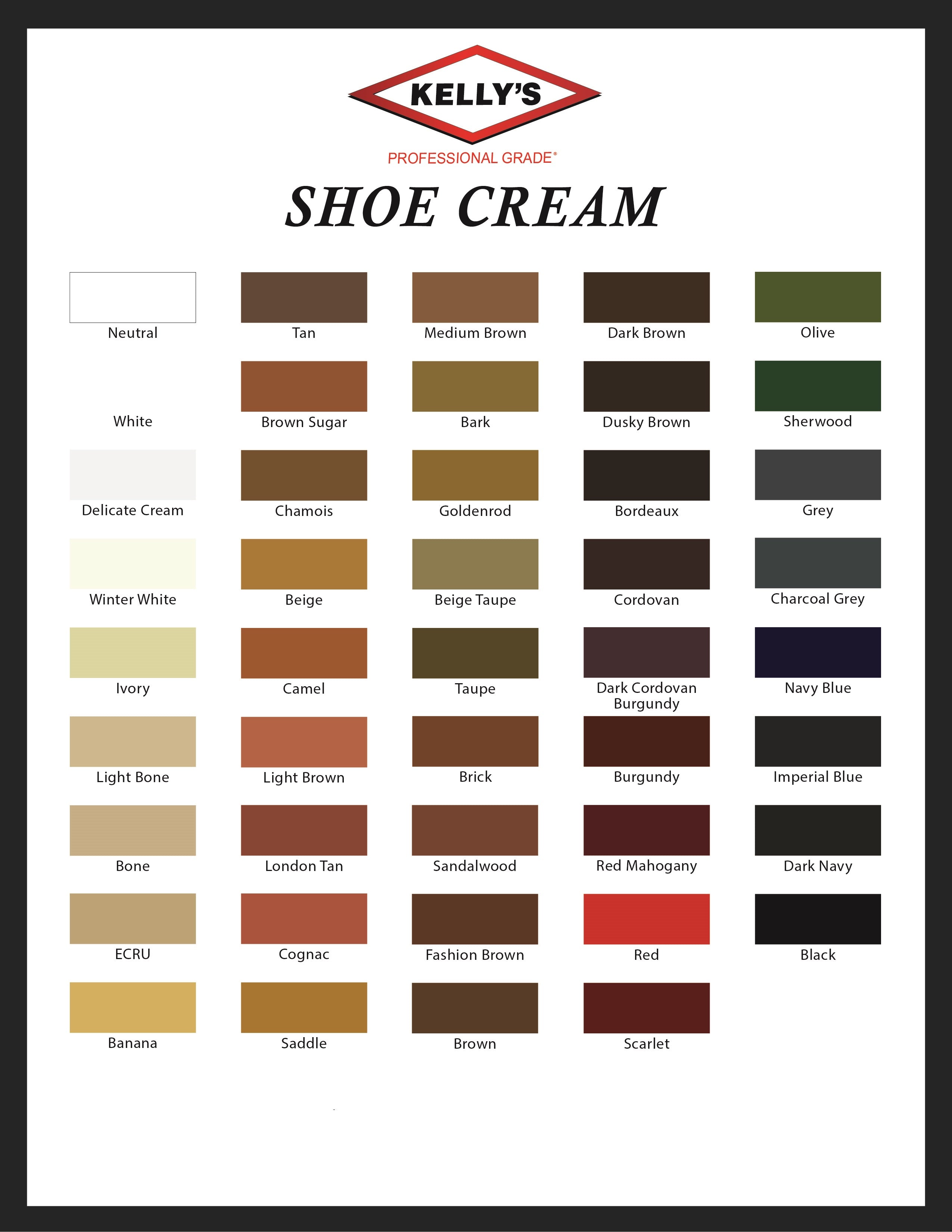 Angelus Leather Paint Colour Chart