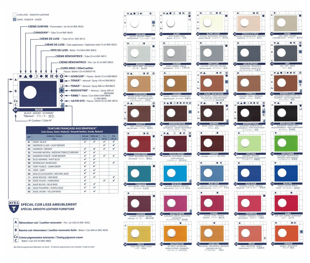 Saphir Creme Surfine Colour Chart