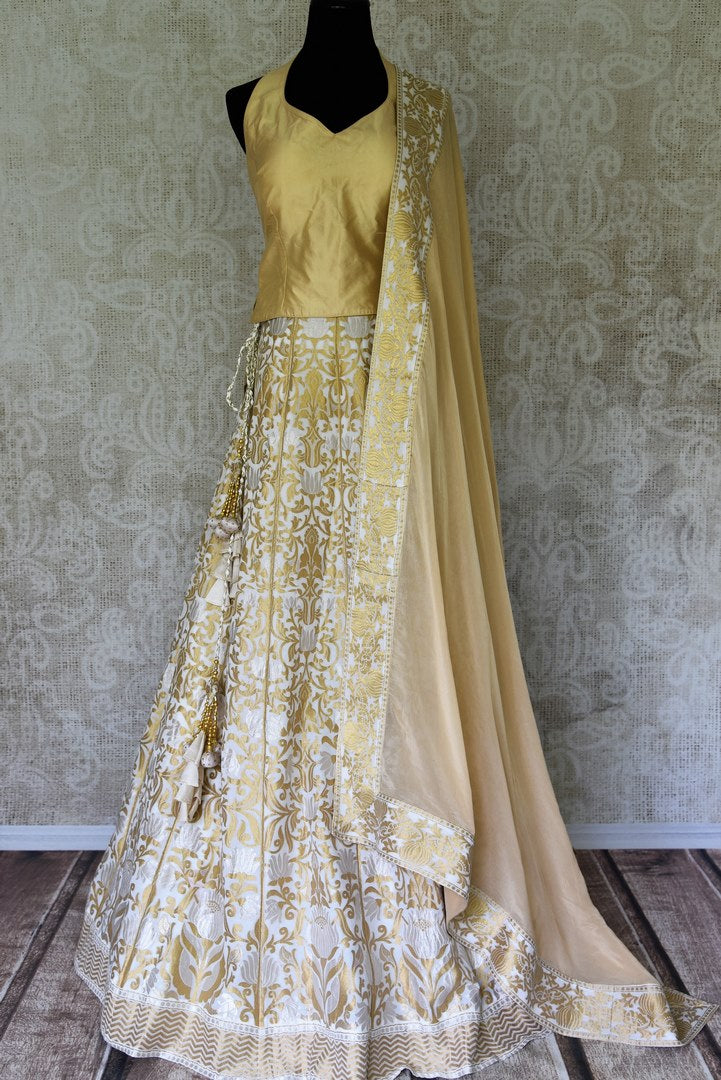 white and gold lehenga online