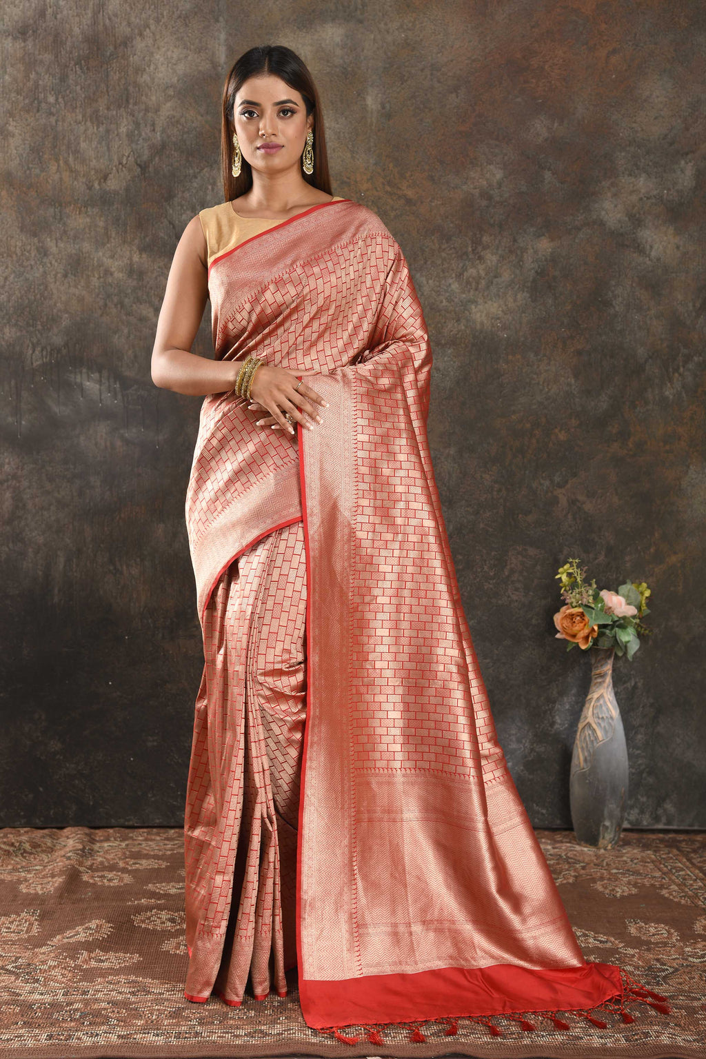 Taffy Pink Banarasi Soft Silk Saree