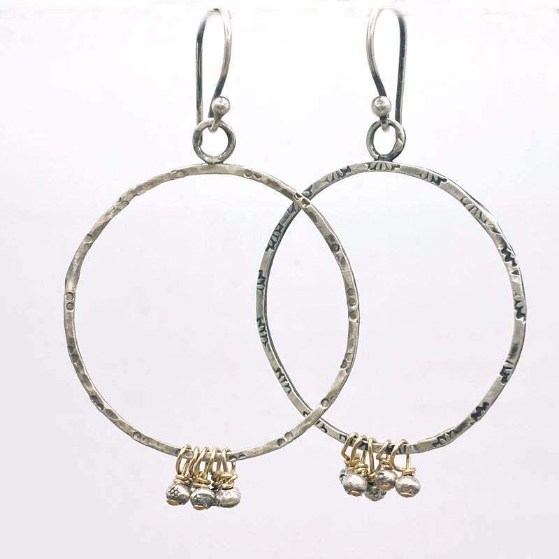 Large Sterling Circles with Dangling Beads- Hook Earring