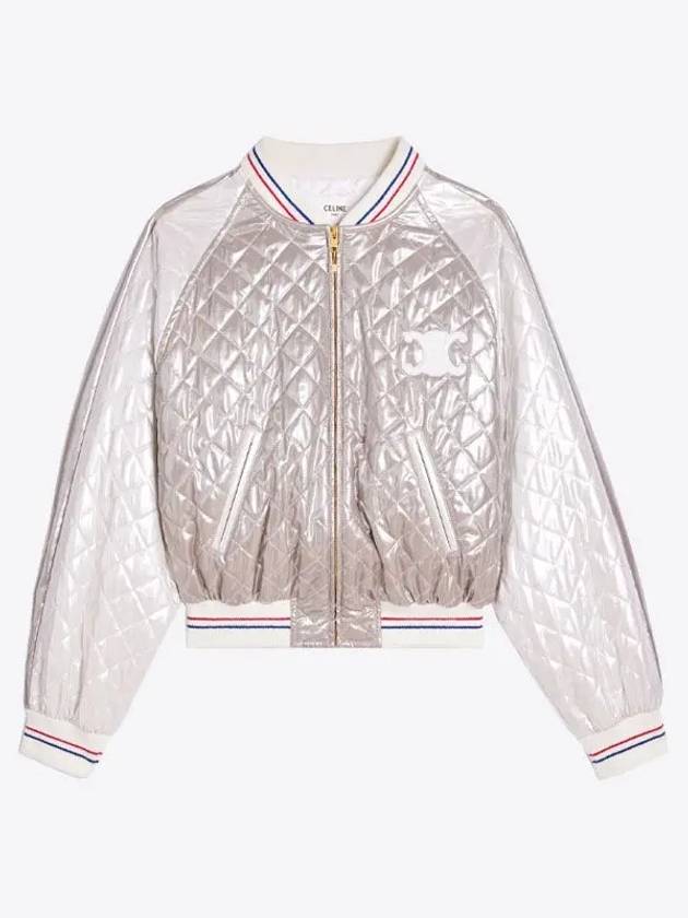 Laminated Silk Casaque Blouson Jacket Argent 1410