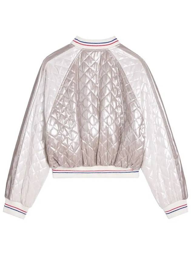 Laminated Silk Casaque Blouson Jacket Argent 1410