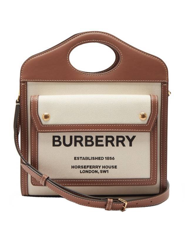 Mini Two-Tone Canvas And Leather Pocket Bag Natural Malt Brown 1490