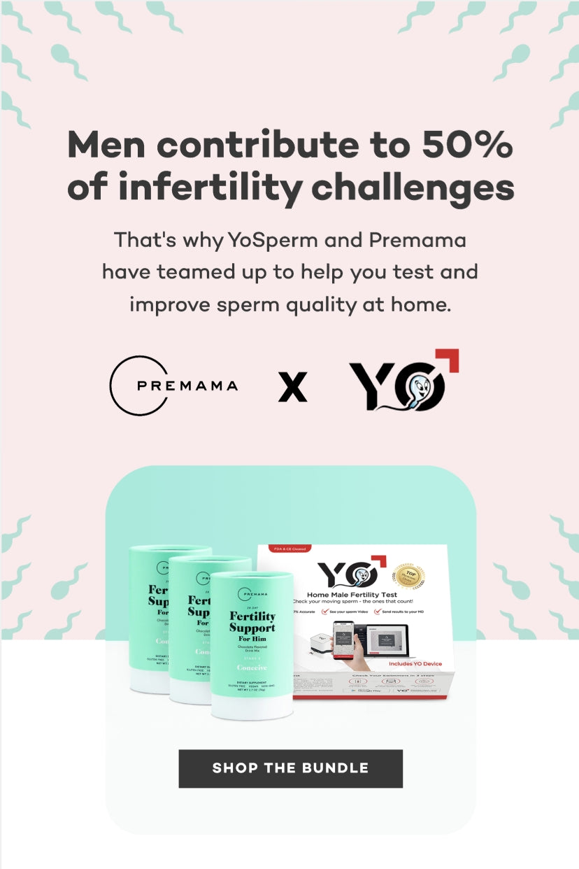 Premama and YoSperm product collab announcement.