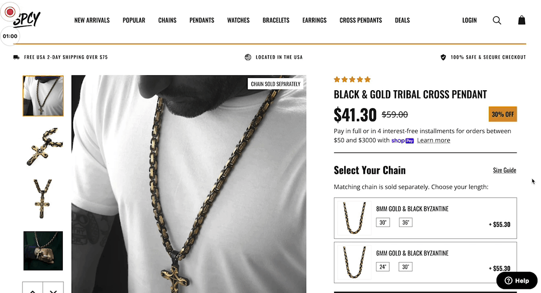 Spicy Ice's pendant product page