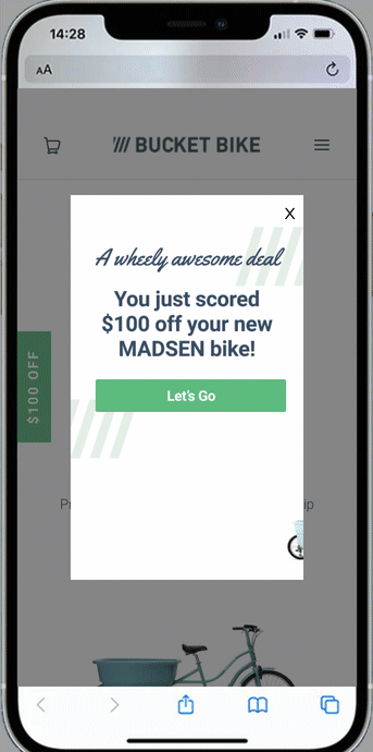 Madsen Cycles' video showing off their pop-up that collects email and sms.