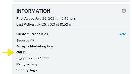 Tomlinson's properties in Klaviyo