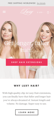 Luxy Hair Mobile View