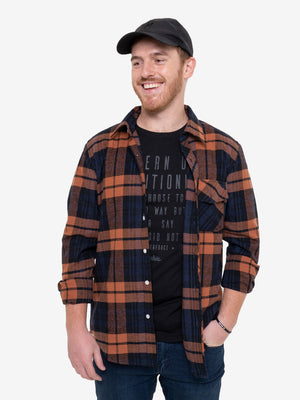 Orange Plaid Unisex Classic Flannel Shirt