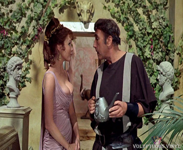 Madeline Smith and Frankie Howard in Up Pompeii