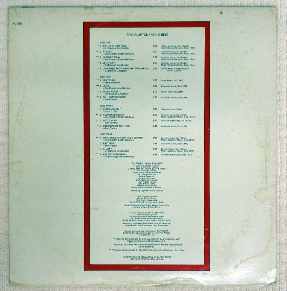 Eric Clapton ‎– At His Best (1972) Vinyl – Voluptuous Vinyl Records
