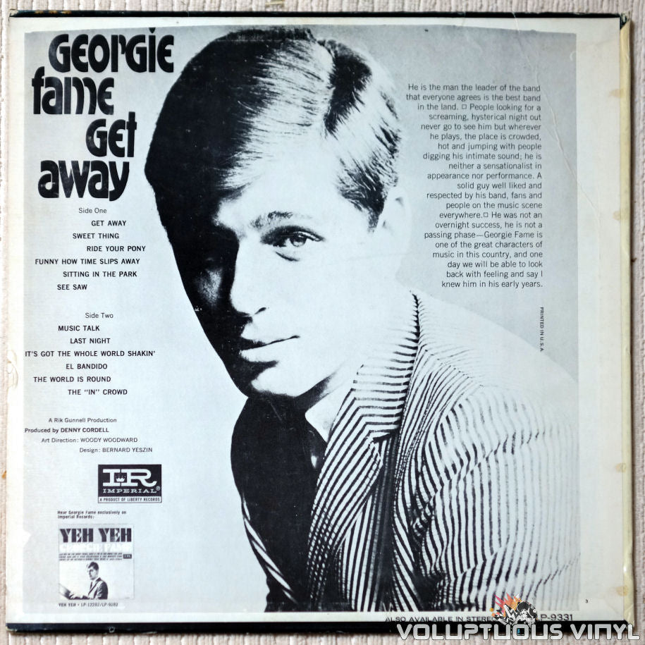 Georgie Fame Get Away 1966 Mono Vinyl Voluptuous Vinyl Records