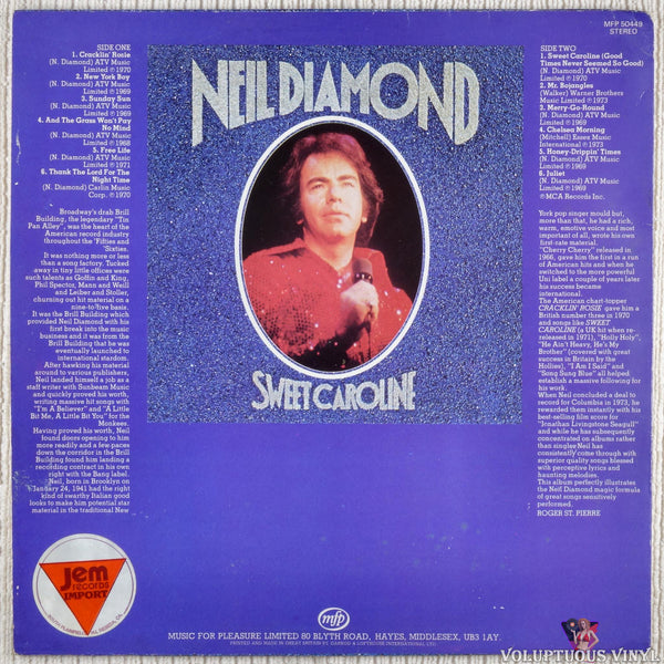 Neil Diamond Sweet Caroline 1978 Vinyl Lp Compilation Stereo Voluptuous Vinyl Records 