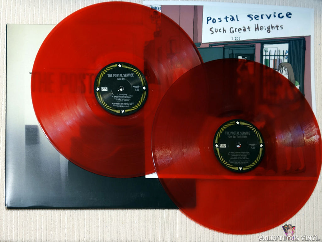The Postal Service Give Up 2004 Vinyl Lp Album Red Translucent Voluptuous Vinyl Records