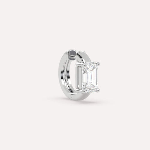 1 1/2 carat Single Emerald Diamond Hoop Earring