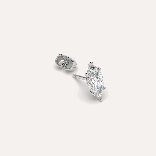1 1/2 carat Single Marquise Diamond Stud Earring
