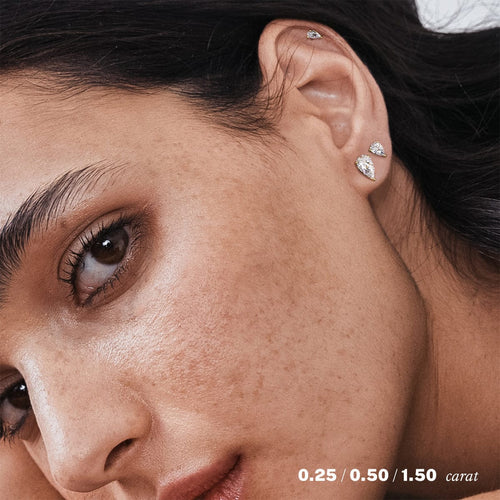 1 1/2 carat Single Pear Diamond Stud Earring