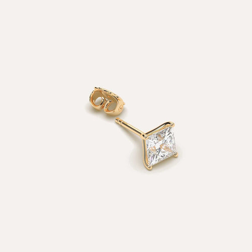1 1/2 carat Single Princess Diamond Stud Earring