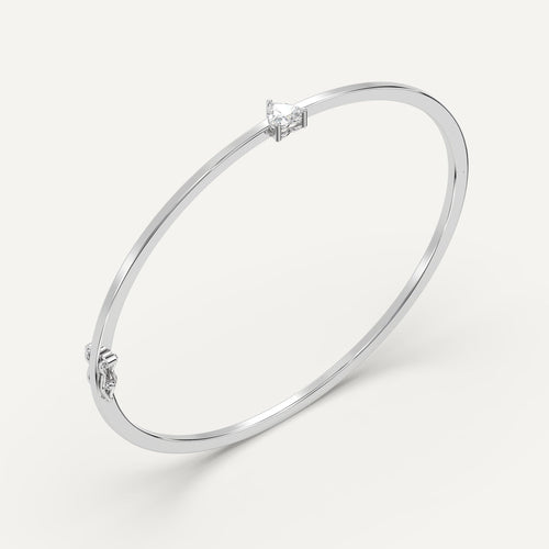 1/2 carat Heart Diamond Solitaire, Bangle Bracelet