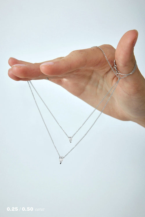 1/4 carat Pear Floating Diamond Necklace