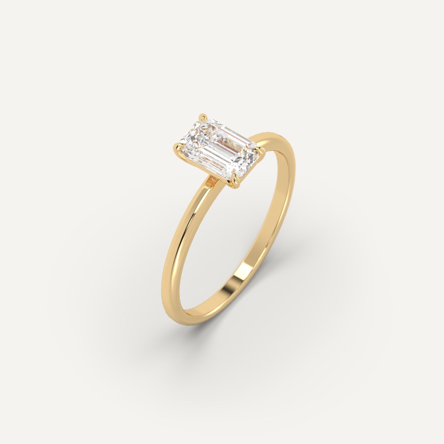 1 carat Emerald Cut Engagement Ring in 14k Yellow Gold