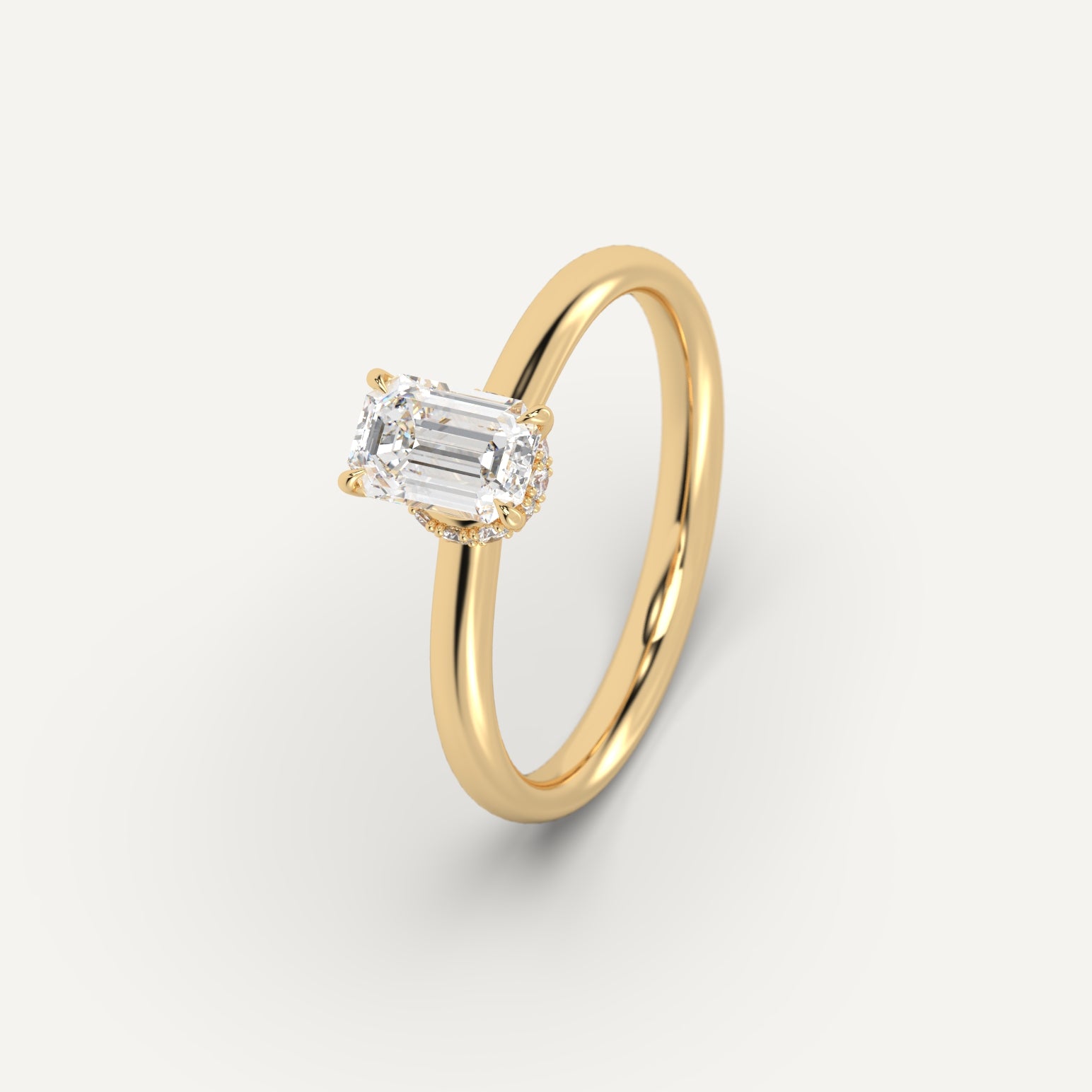 Classic 1 Carat Emerald Diamond Engagement Ring