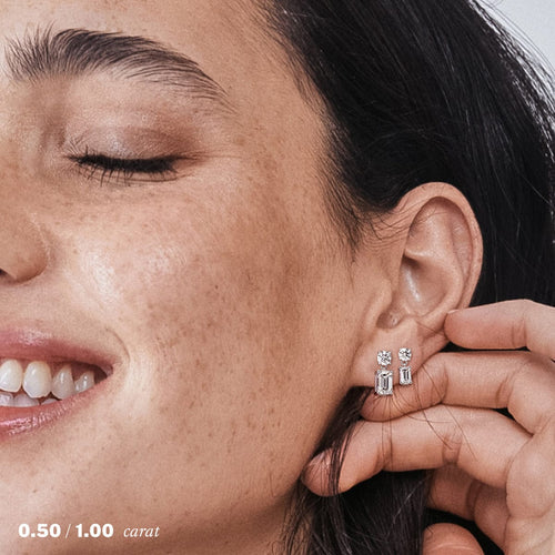1 carat Emerald Diamond Drop Earrings