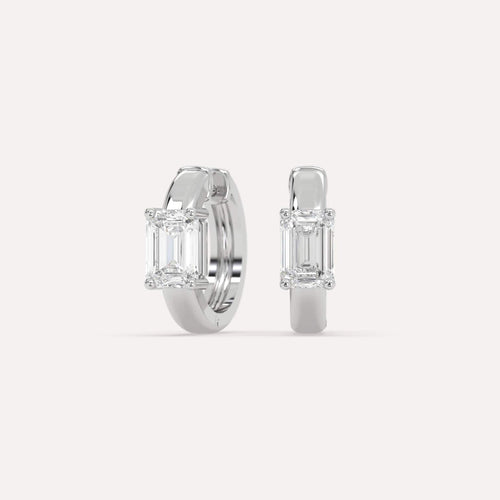 1 carat Emerald Diamond Hoop Earrings