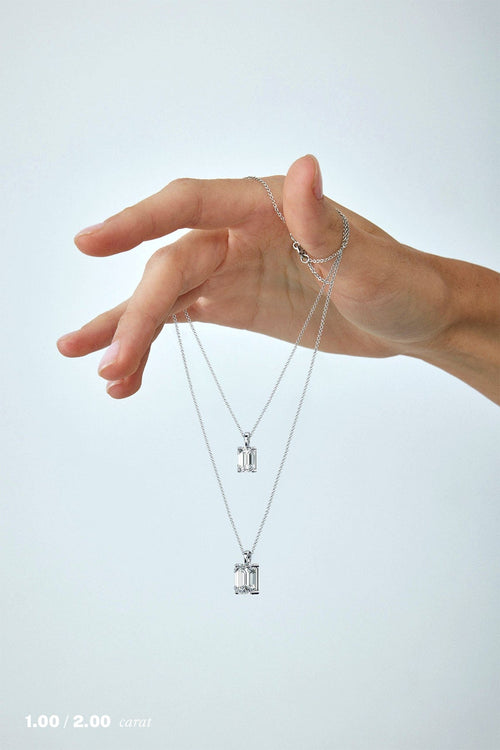 1 carat Emerald Diamond Pendant Necklace