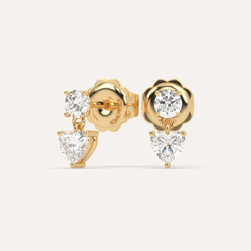 1 carat Heart Diamond Drop Earrings
