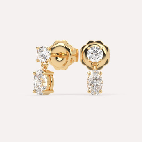 1 carat Oval Diamond Drop Earrings