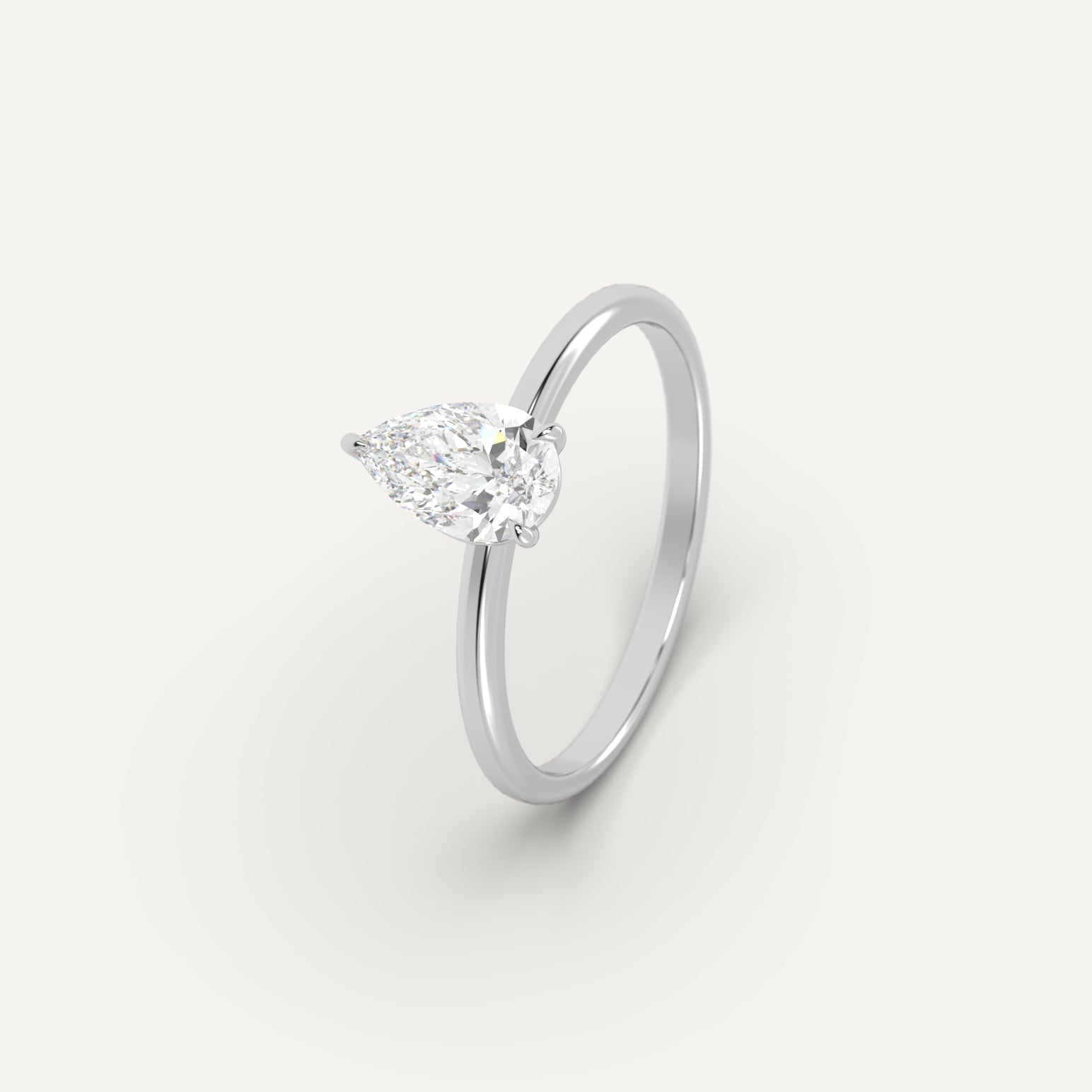 Classic 1 Carat Pear Diamond Engagement Ring