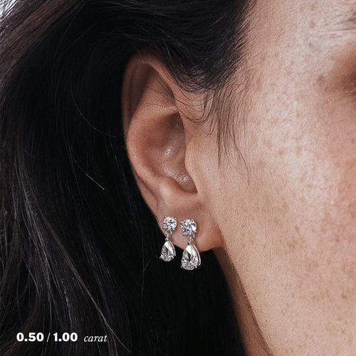 1 carat Pear Diamond Drop Earrings