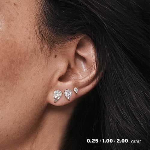 1 carat Pear Diamond Stud Earrings