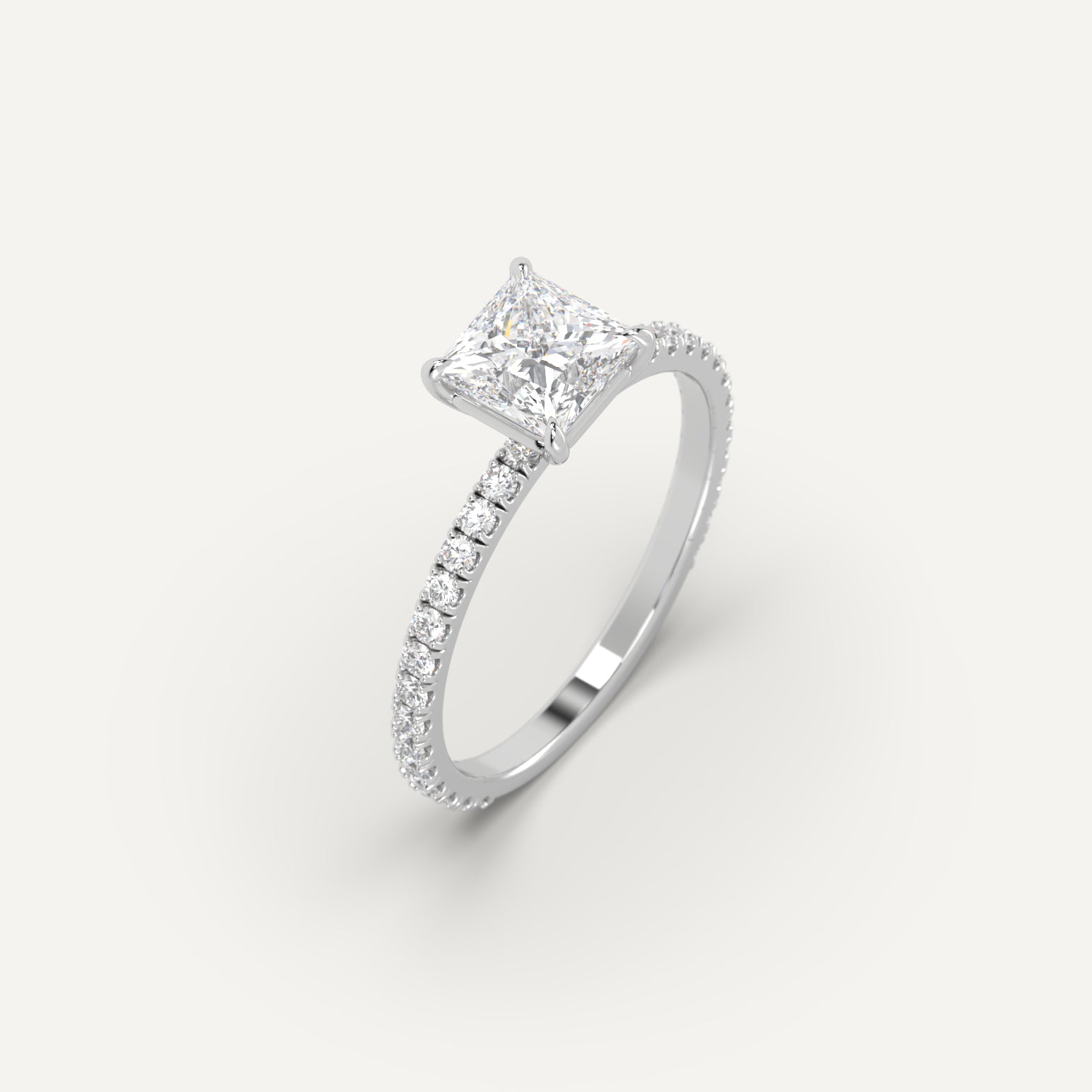 1 carat Princess Cut Engagement Ring in 14k White Gold