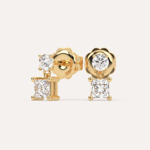 1 carat Princess Diamond Drop Earrings
