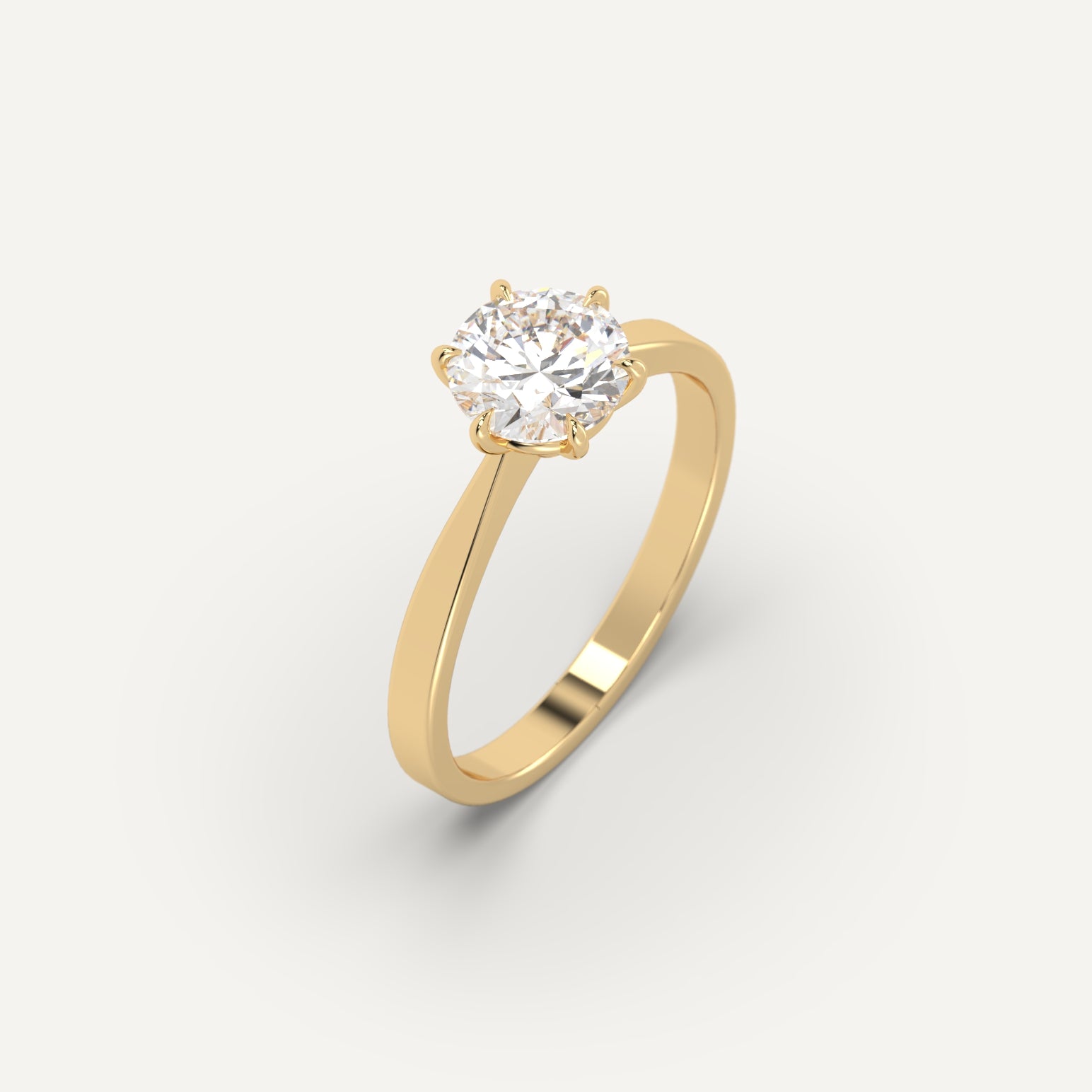 1 carat Round Cut Engagement Ring in 14k Yellow Gold