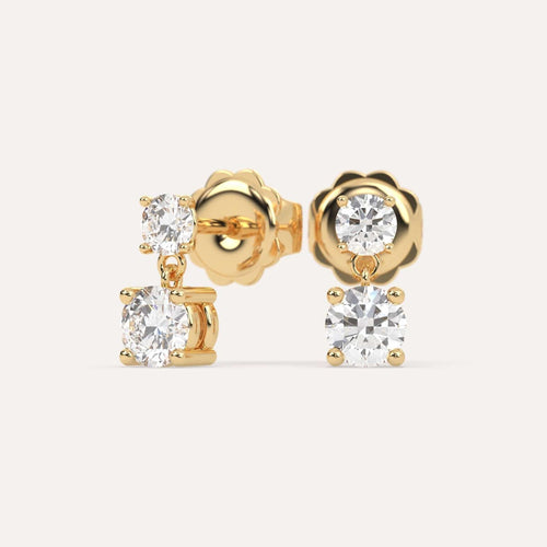 1 carat Round Diamond Drop Earrings