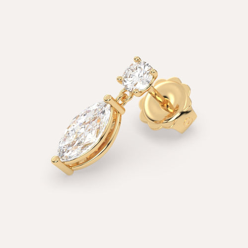 1 carat Single Marquise Diamond Drop Earring
