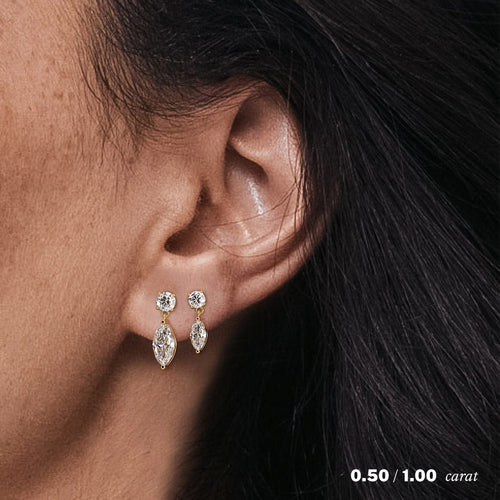 1 carat Single Marquise Diamond Drop Earring