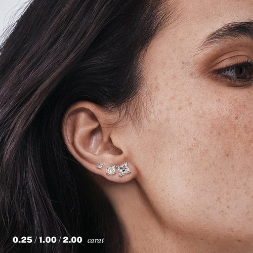 1 carat Single Princess Diamond Stud Earring