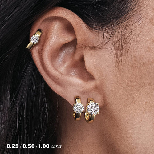 1 carat Single Round Diamond Hoop Earring