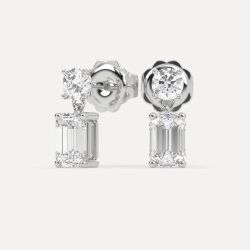 2 carat Emerald Diamond Drop Earrings