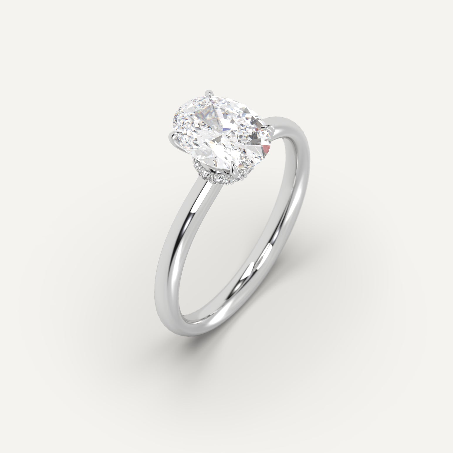2 carat Oval Cut Engagement Ring in 14k White Gold