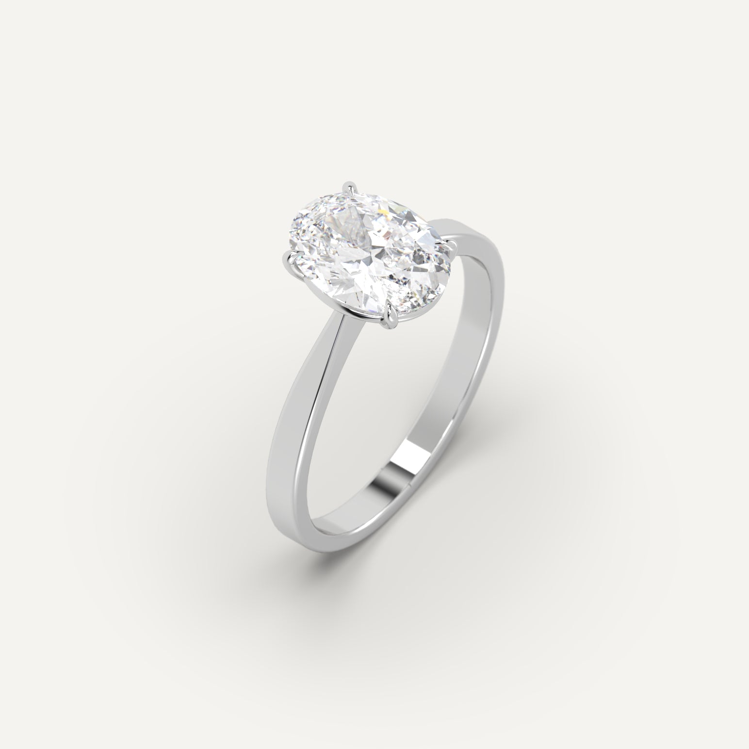 2 carat Oval Cut Engagement Ring in 14k White Gold