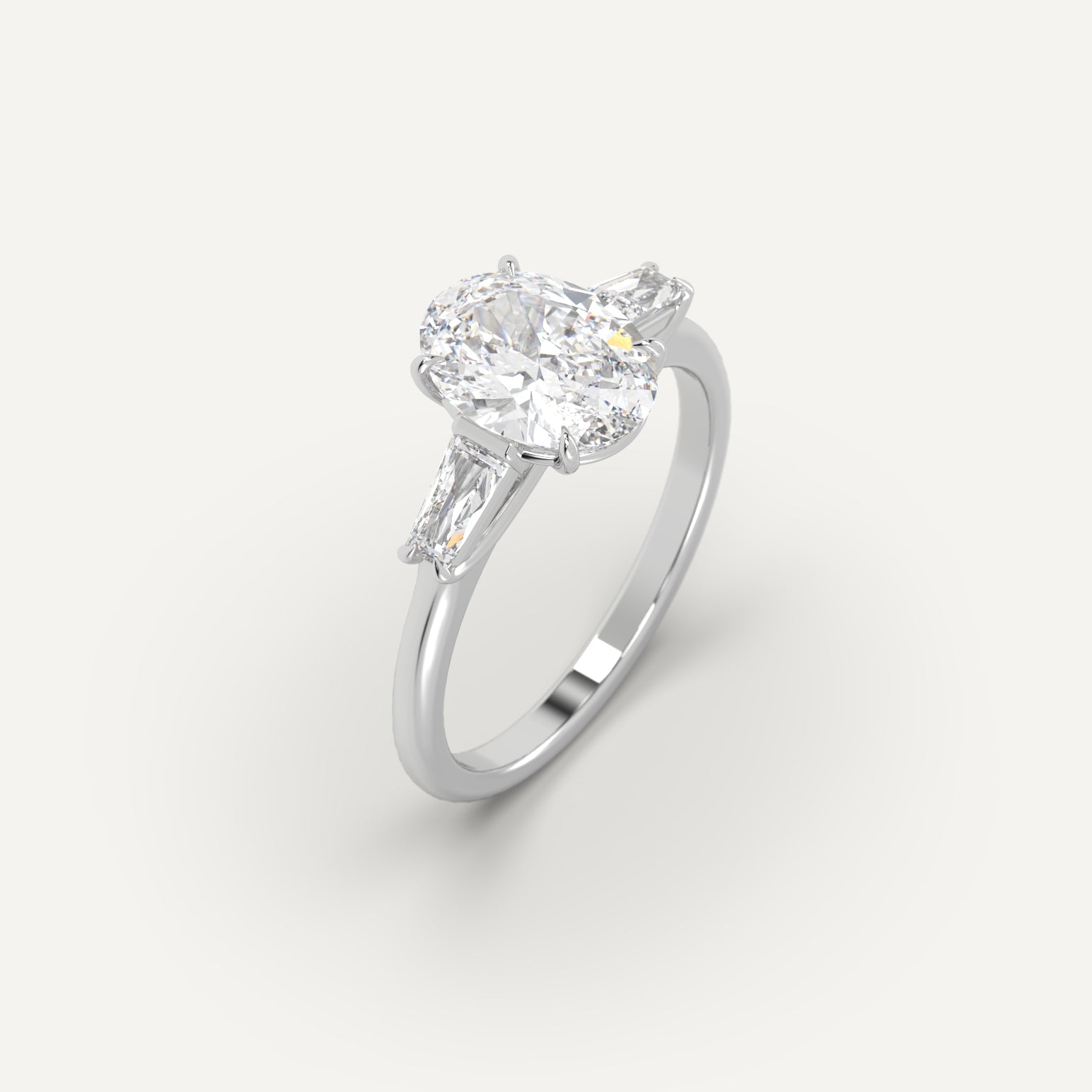 3 carat Oval Cut Engagement Ring in 14k White Gold