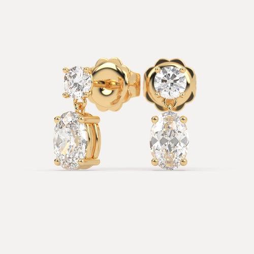 2 carat Oval Diamond Drop Earrings