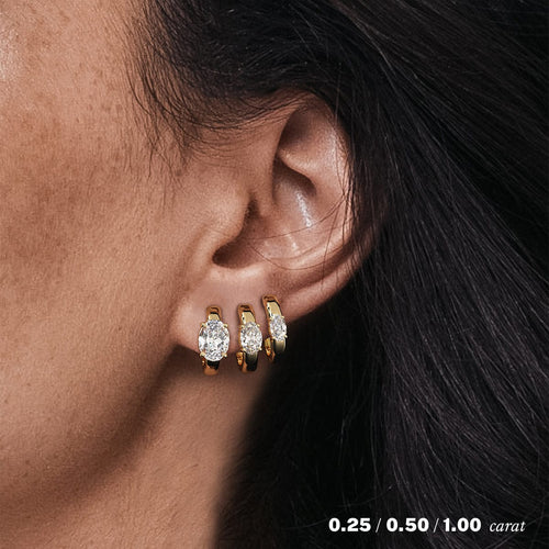 2 carat Oval Diamond Hoop Earrings