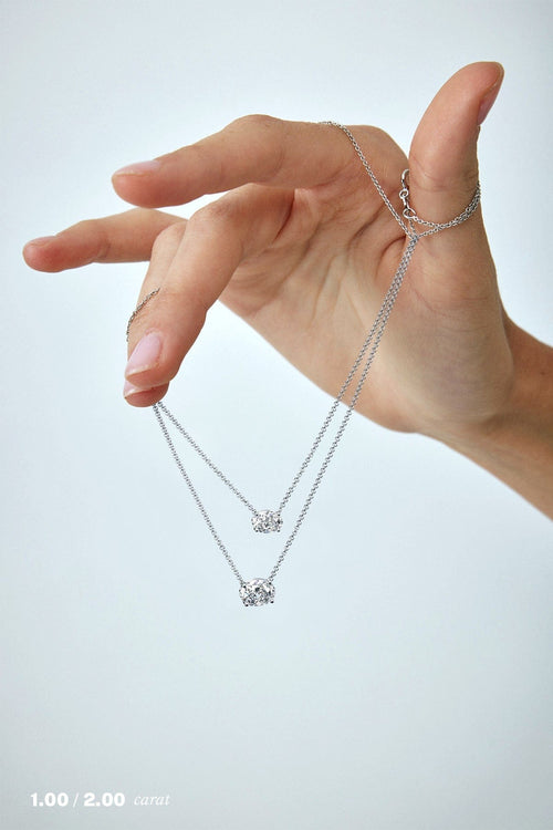 2 carat Oval Floating Diamond Necklace